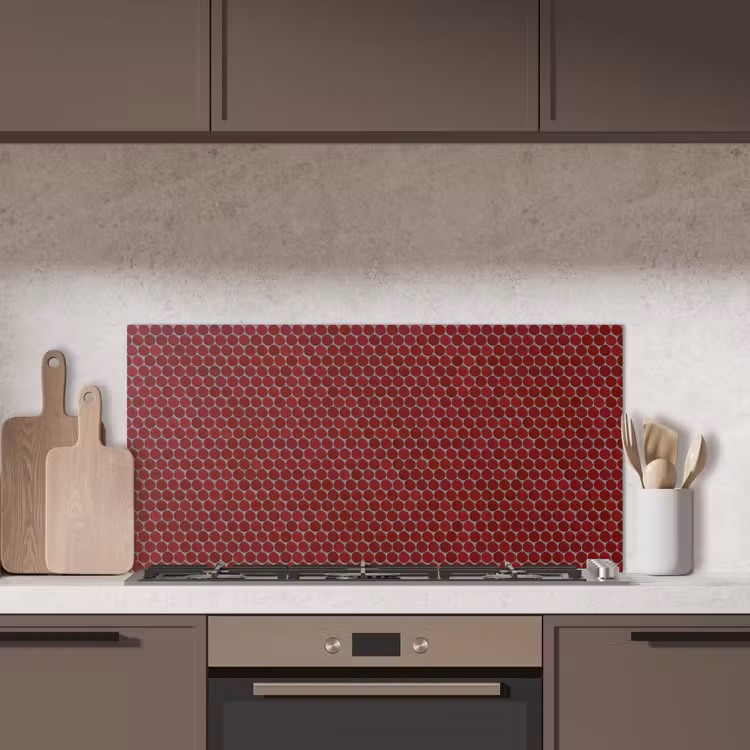 Penny - Mozaïek - Rond - Rood keuken achterwand spatscherm middel 899 -sfeer2