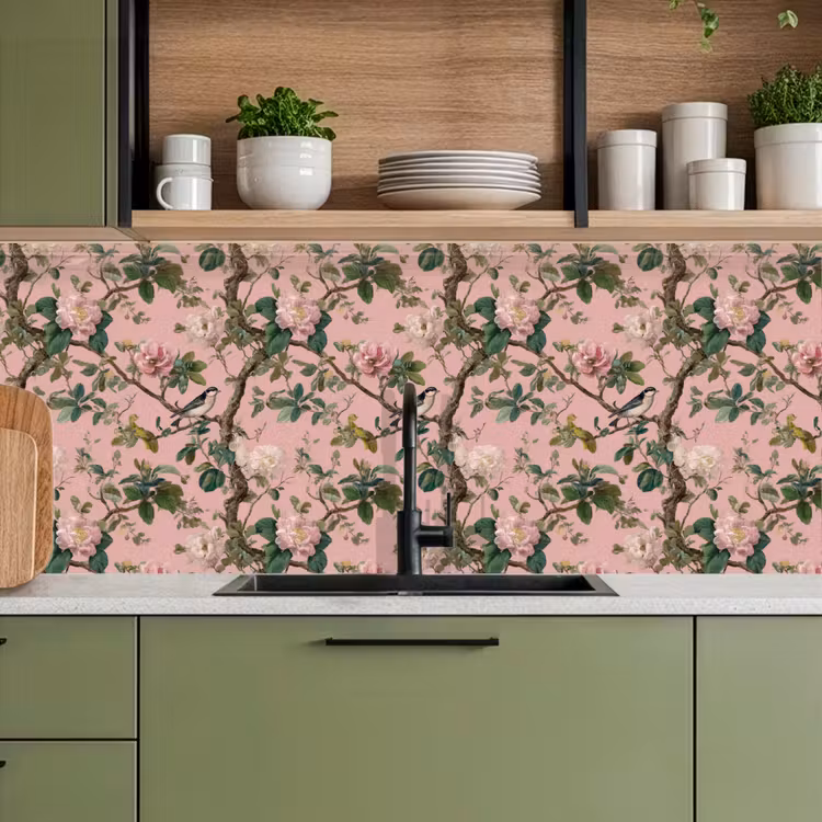 Pioenrozen - Botanisch - Vogel keuken achterwand 2 middel 871 -sfeer3