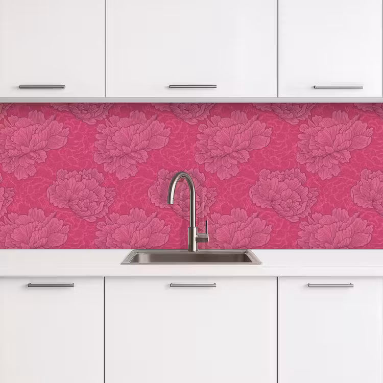 Pioenrozen - Energiek - Roze keuken achterwand 2 groot 857 -3d