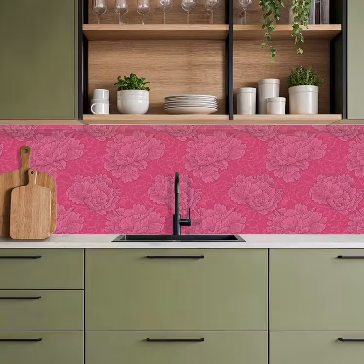 Pioenrozen - Energiek - Roze keuken achterwand 2 groot 857 -sfeer3