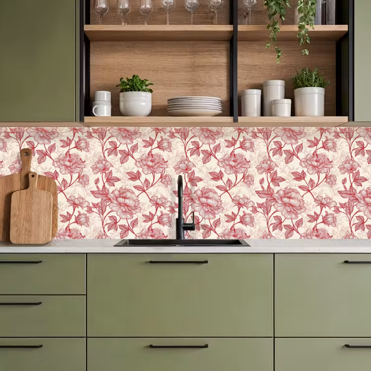 Pioenrozen - Modern -  Rood keuken achterwand 2 groot 857 -sfeer3