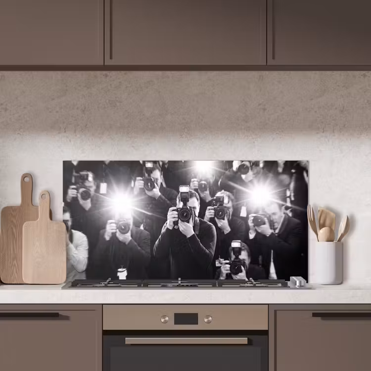 Mensen - Camera - Flitslicht - Zwart-wit - Media keuken achterwand spatscherm middel -sfeer2