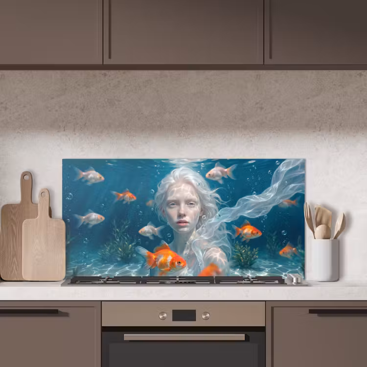 Mens - Onderwater - Vis - Modern - Blauw keuken achterwand spatscherm middel -sfeer2