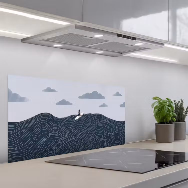 Persoon - Surfen - Oceaan - Natuur - Modern keuken achterwand spatscherm middel -3d_schuin