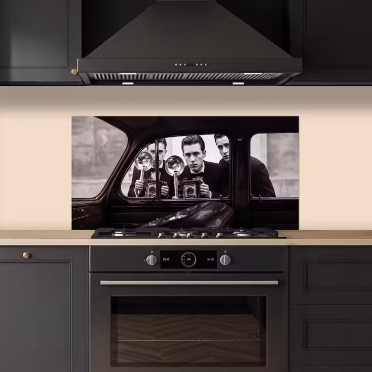 Fotograaf - Camera - Vintage - Journalistiek - Zwart-wit keuken achterwand spatscherm middel -sfeer1