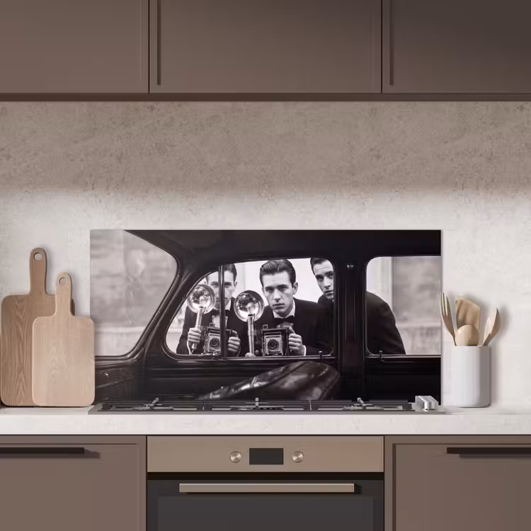 Fotograaf - Camera - Vintage - Journalistiek - Zwart-wit keuken achterwand spatscherm middel -sfeer2