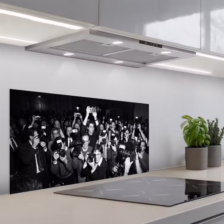 Fotografen - Menigte - Flitsers - Journalistiek keuken achterwand spatscherm middel -3d_schuin