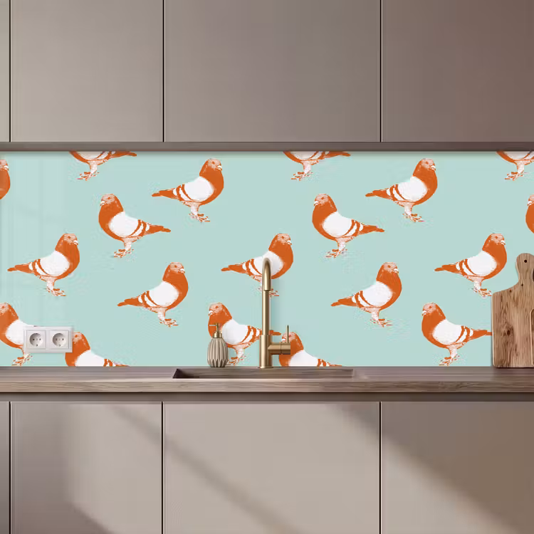 Duif - Vogel - Patroon keuken achterwand 2 middel 871 zz_3dshopping