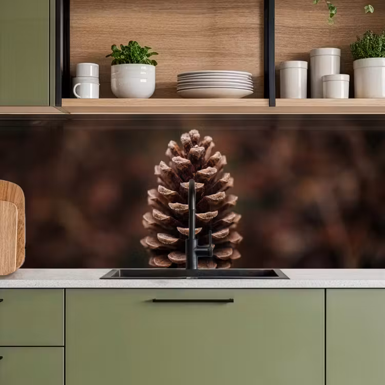 Dennenappel - Bos - Herfst - Bruin - Sfeervol keuken achterwand 2 middel -sfeer3