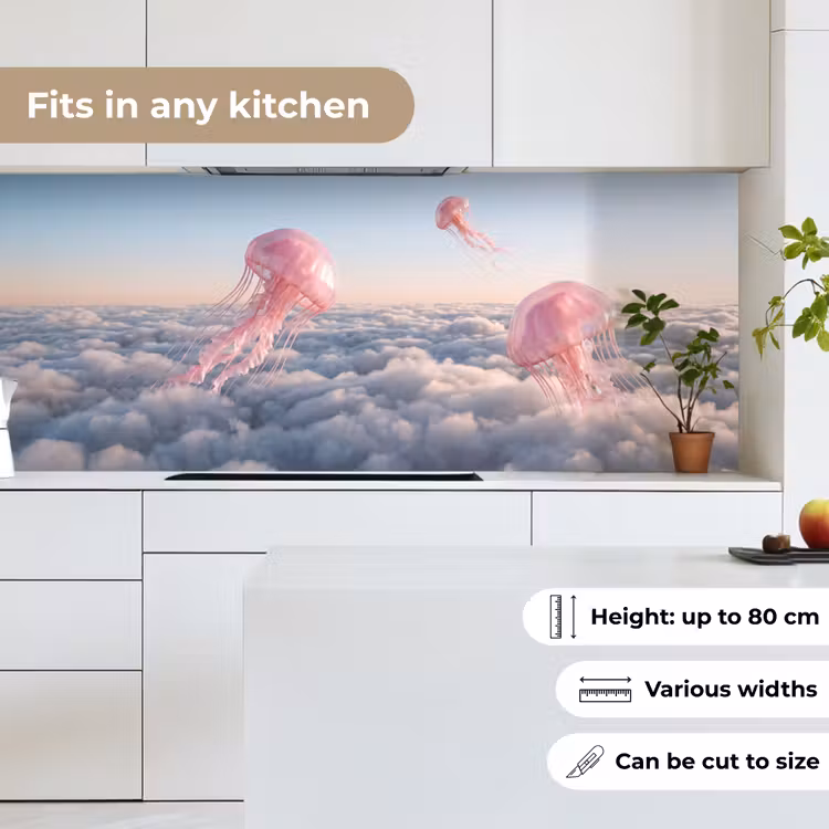 Kitchen Wall Splashback - Pink Animal - Clouds - Roze dier - Wolken keuken achterwand 2 middel