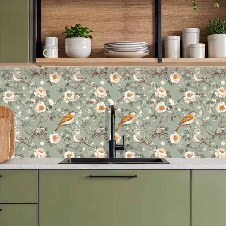 Roze - Vogels - Kleurrijk keuken achterwand 2 middel 871 -sfeer3