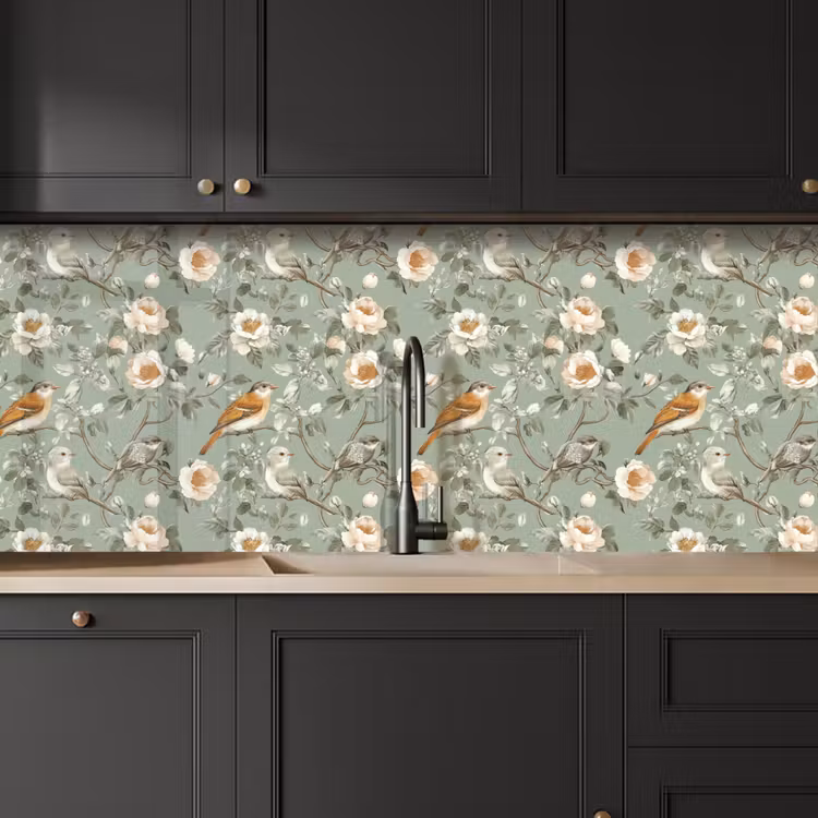 Roze - Vogels - Kleurrijk keuken achterwand 2 middel 871 -sfeer1