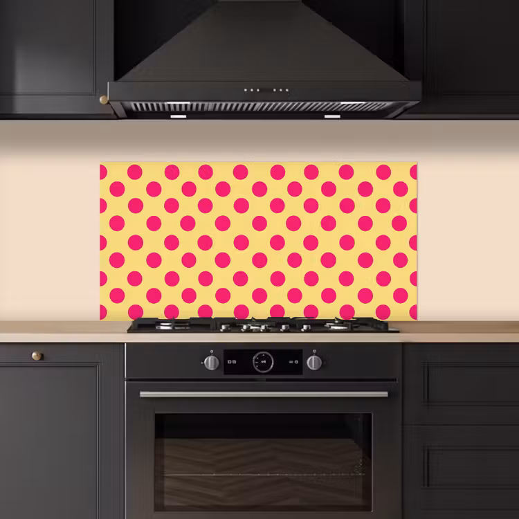 Roze - Stippen - Geel keuken achterwand spatscherm middel 899 -sfeer1