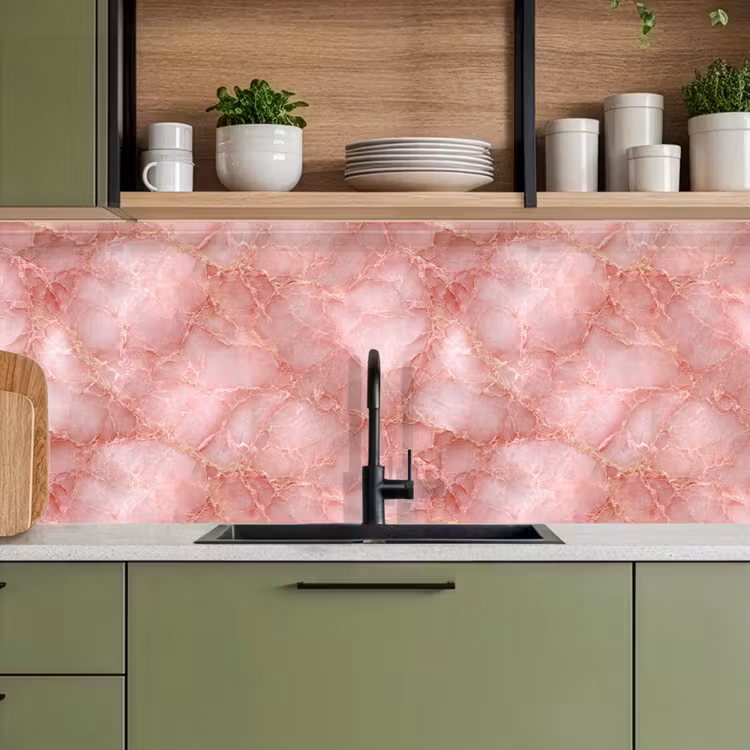 Roze - Kwarts - Goud - Marmer keuken achterwand 2 middel 871 -sfeer3
