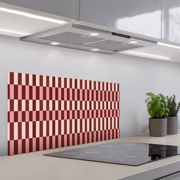 Roze - Rood - Blokjes keuken achterwand spatscherm middel 899 -3d_schuin