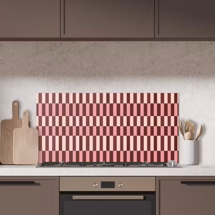 Roze - Rood - Blokjes keuken achterwand spatscherm middel 899 -sfeer2