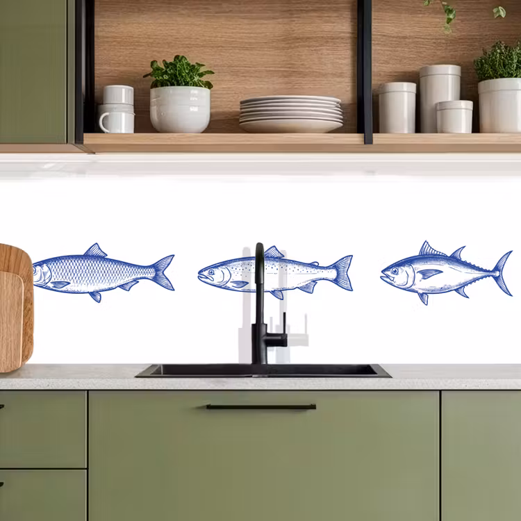 Vissen - Blauw - Wit keuken achterwand 2 middel -sfeer3