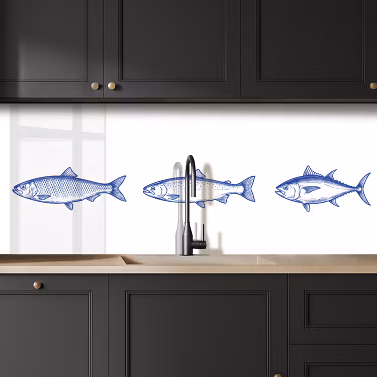 Vissen - Blauw - Wit keuken achterwand 2 middel -sfeer1