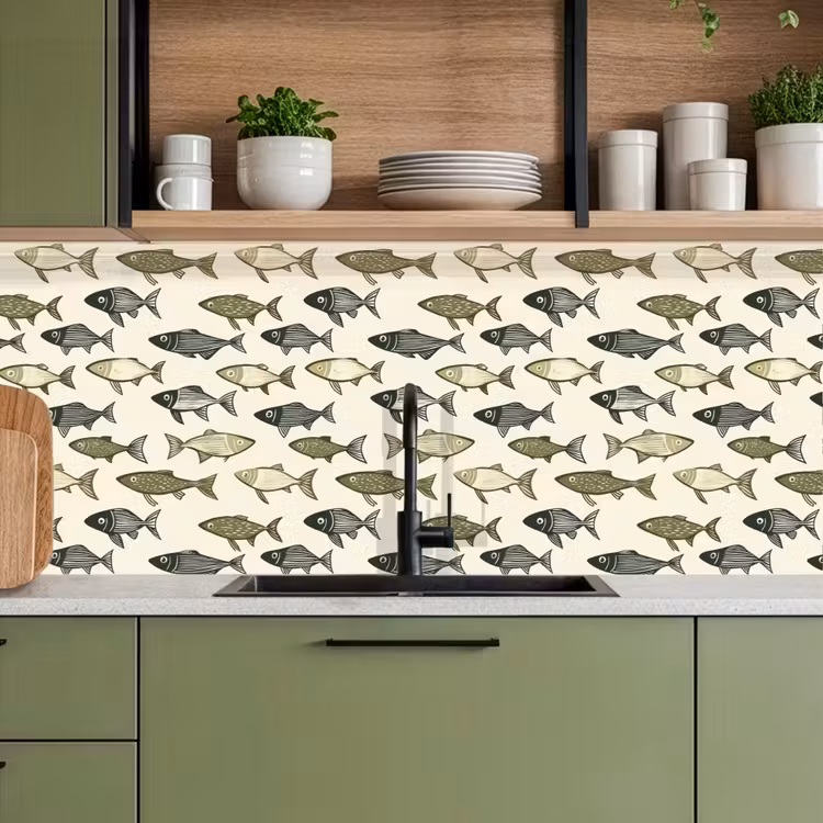 Vissen - Klassiek - Groen keuken achterwand 2 middel 871 -sfeer3