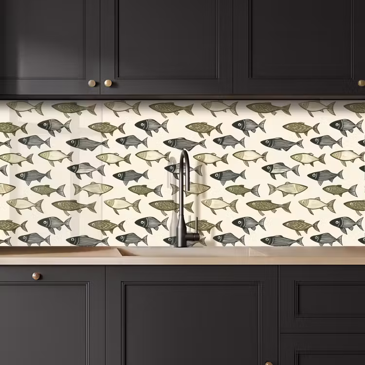 Vissen - Klassiek - Groen keuken achterwand 2 middel 871 -sfeer1