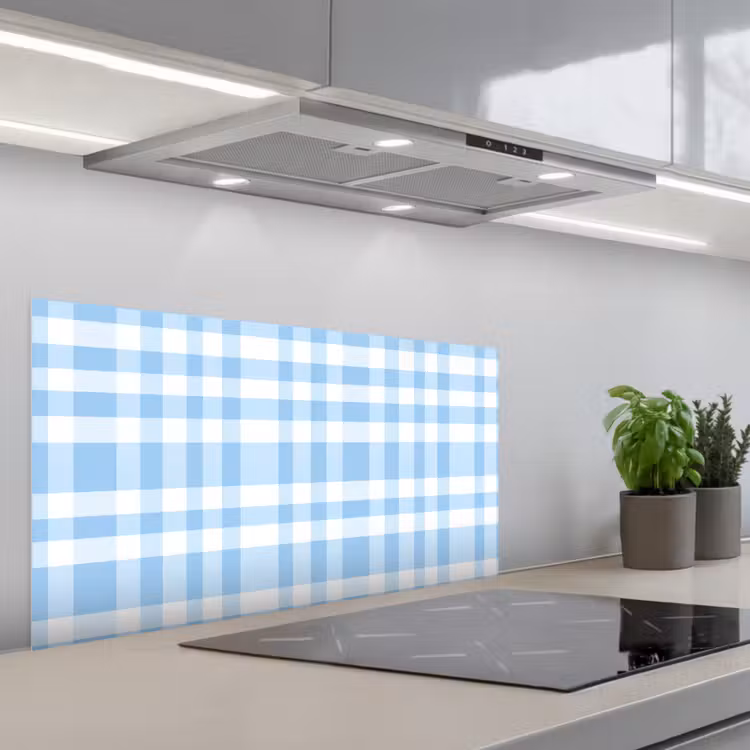 Ruit - Patroon - Blauw keuken achterwand spatscherm middel 899 -3d_schuin