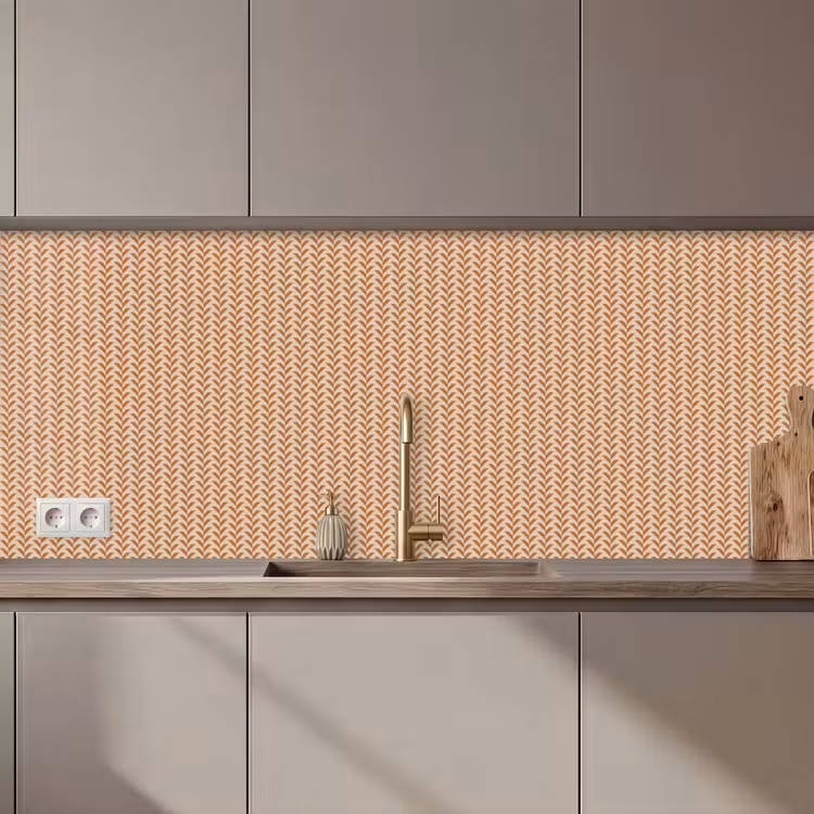 Plaid - Patroon - Bladvorm - Bruin keuken achterwand 2 middel 871 zz_3dshopping