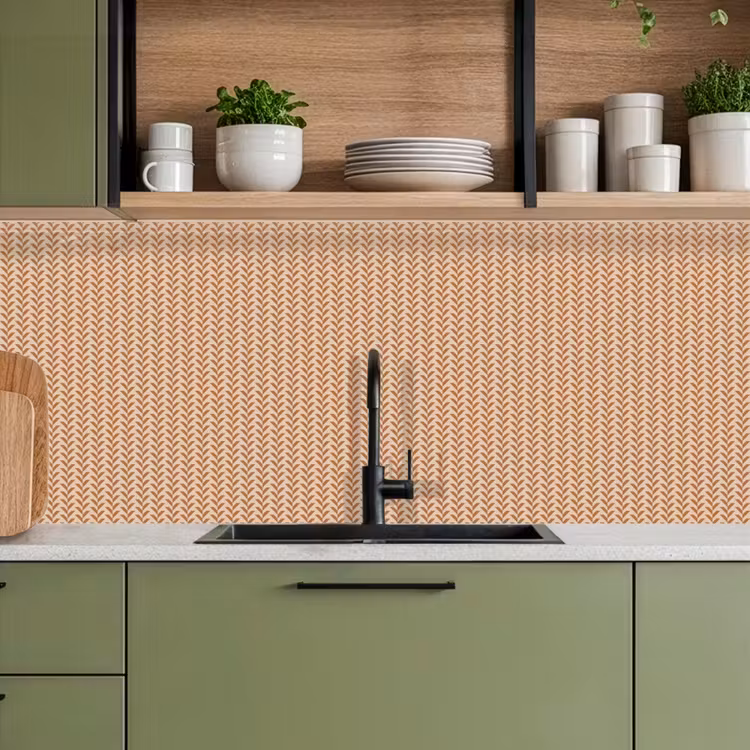 Plaid - Patroon - Bladvorm - Bruin keuken achterwand 2 middel 871 -sfeer3