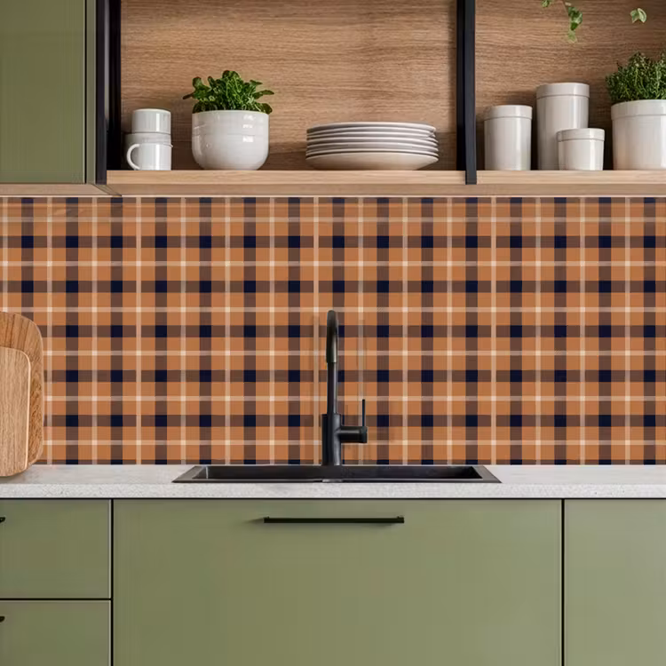 Plaid - Patroon - Vierkant - Bruin keuken achterwand 2 middel 871 -sfeer3