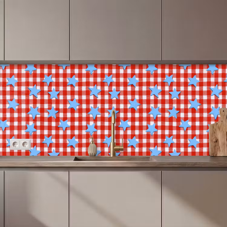 Ruit - Sterren - Rood keuken achterwand 2 middel 871 zz_3dshopping