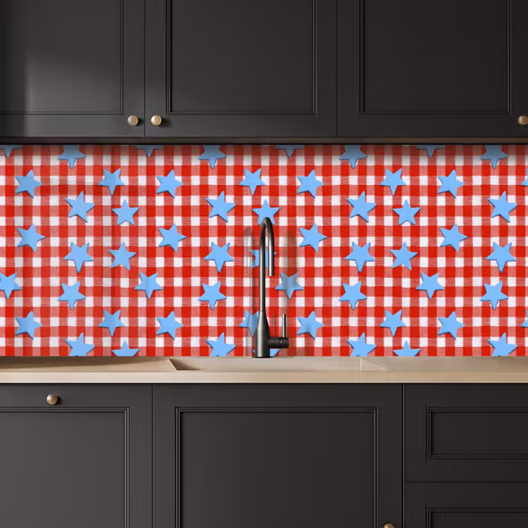 Ruit - Sterren - Rood keuken achterwand 2 middel 871 -sfeer1