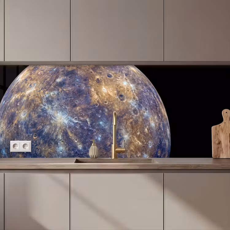 Kitchen Wall Splashback - Planet - Craters - Space - Planeet - Kraters - Ruimte keuken achterwand 2 middel zz_3dshopping