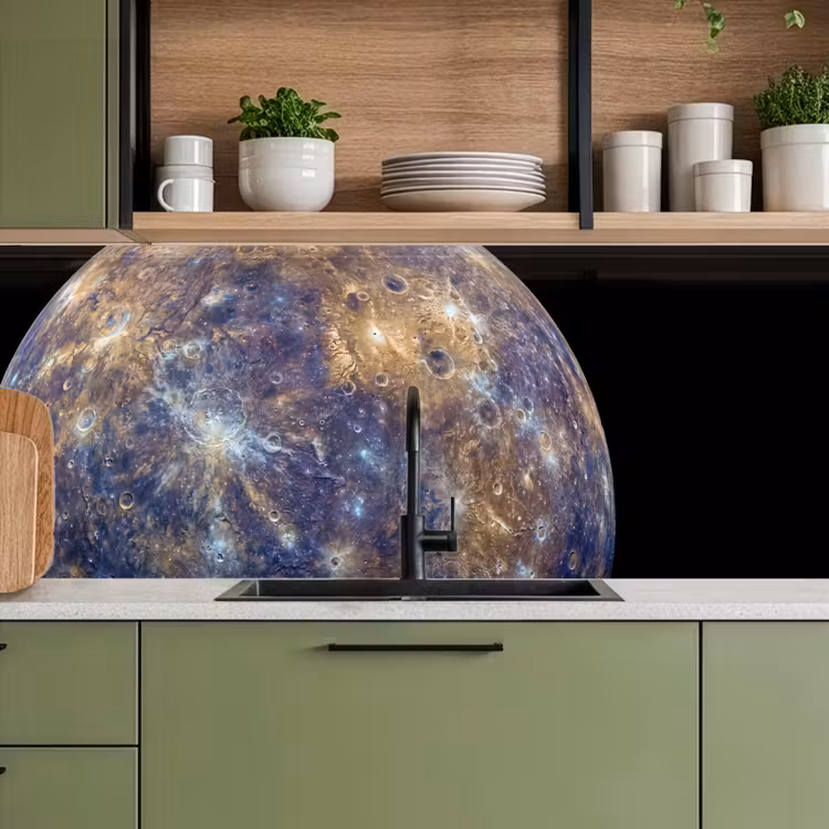 Kitchen Wall Splashback - Planet - Craters - Space - Planeet - Kraters - Ruimte keuken achterwand 2 middel