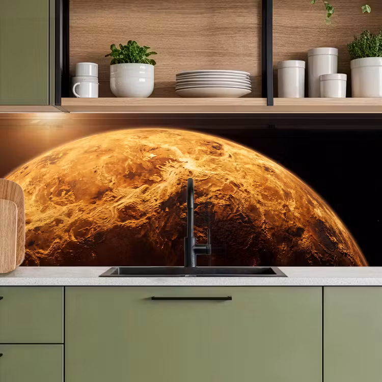 Kitchen Wall Splashback - Planet - Space - Orange - Planeet - Ruimte - Oranje keuken achterwand 2 middel