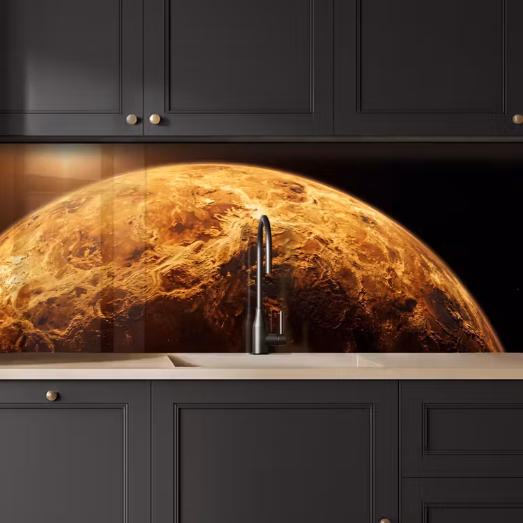 Kitchen Wall Splashback - Planet - Space - Orange - Planeet - Ruimte - Oranje keuken achterwand 2 middel