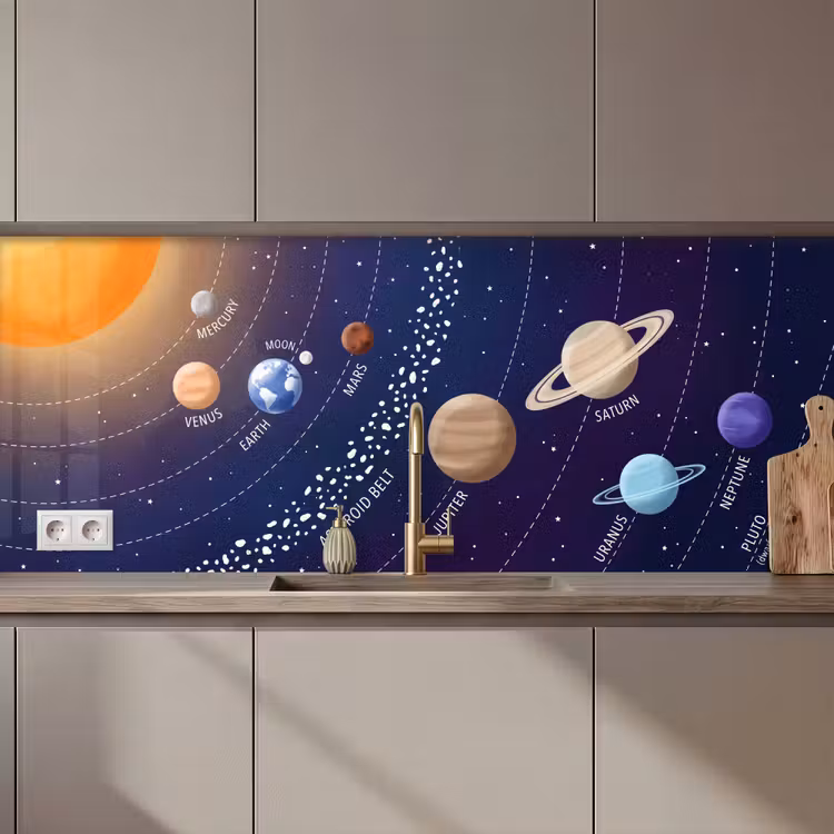 Planetenstelsel - Ruimte - Illustratie keuken achterwand 2 middel zz_3dshopping