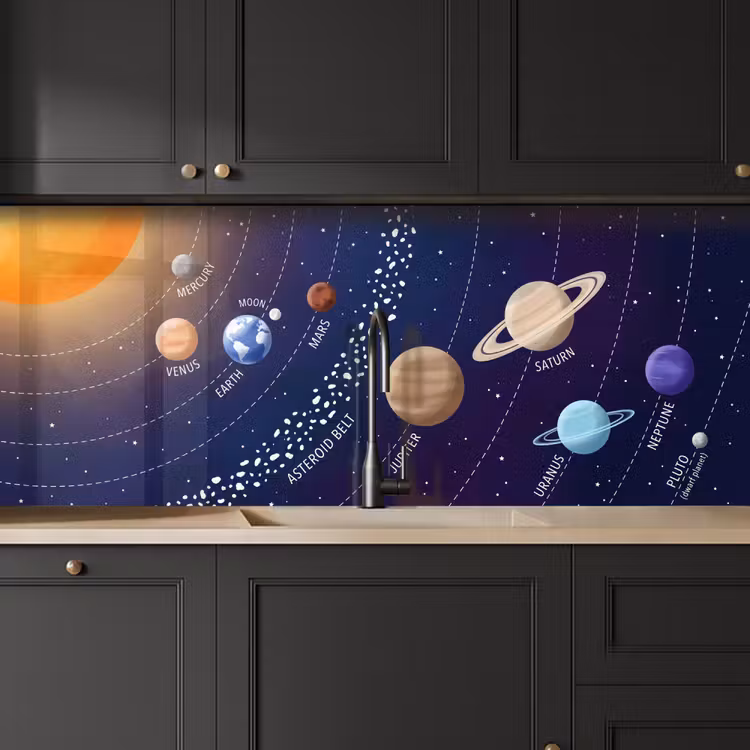 Planetenstelsel - Ruimte - Illustratie keuken achterwand 2 middel -sfeer1