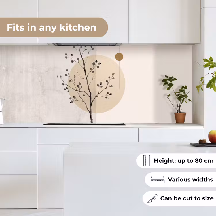 Kitchen Wall Splashback - Plant - Abstract - Beige - Plant - Abstract - Beige keuken achterwand 2 middel