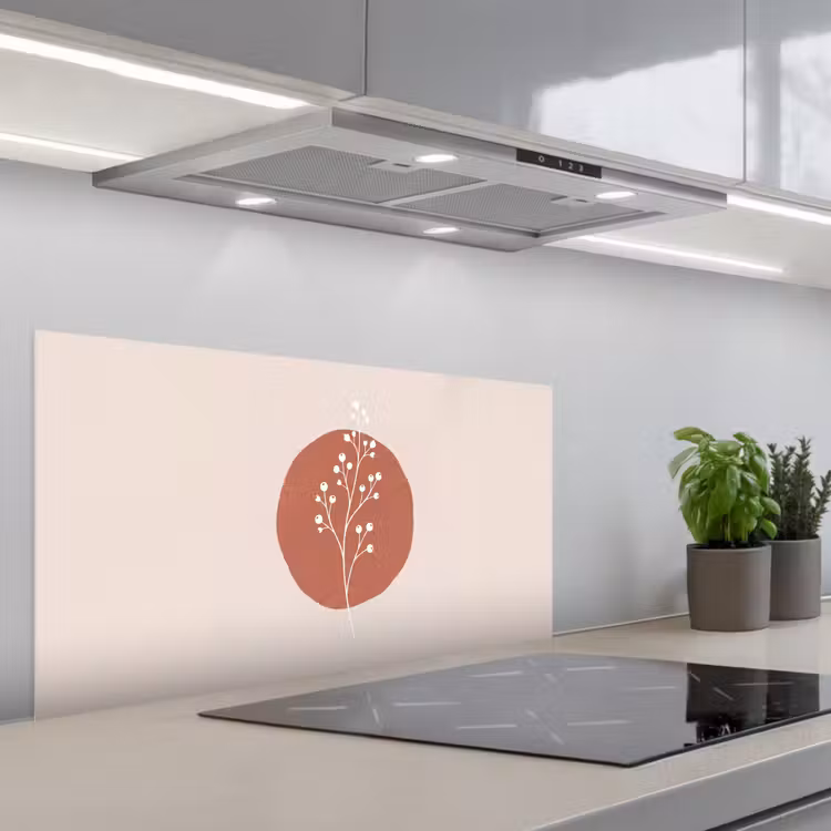 Plant - Tak - Abstract - Modern - Wit keuken achterwand spatscherm middel -3d_schuin