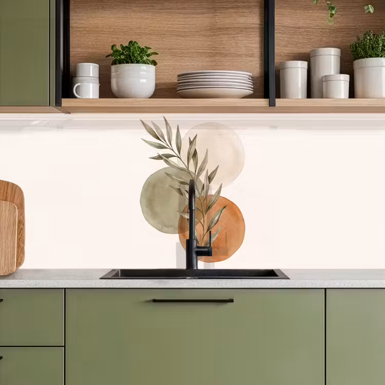 Kitchen Wall Splashback - Plant - Circles - Abstract - Plant - Cirkels - Abstract keuken achterwand 2 middel