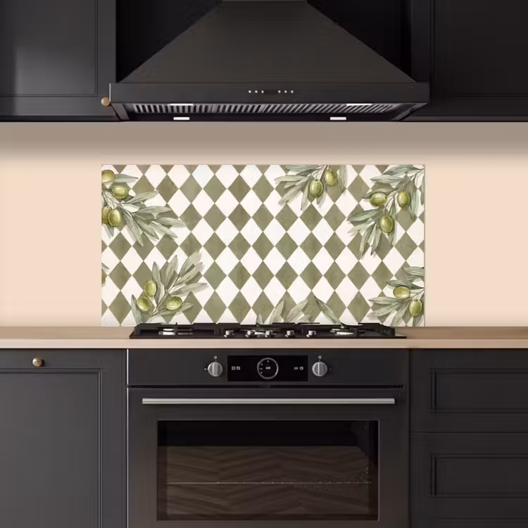 Plant - Olijftakken - Waterverf - Mediterraan - Groen keuken achterwand spatscherm middel -sfeer1