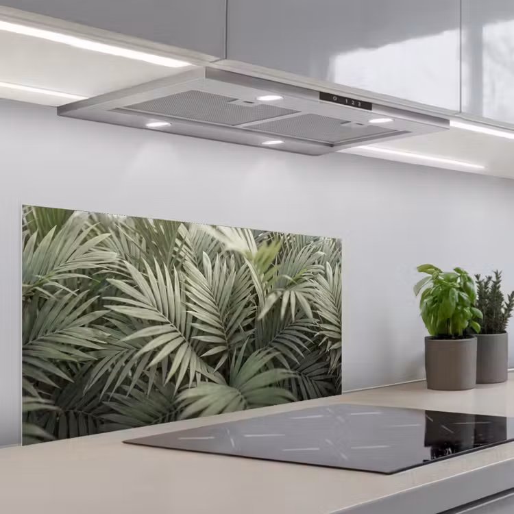 Plant - Palmbladeren - Natuur - Groen keuken achterwand spatscherm middel -3d_schuin