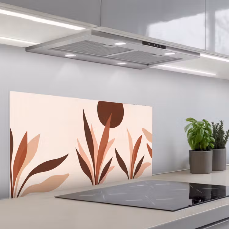 Planten - Abstract - Natuur - Bruin keuken achterwand spatscherm middel -3d_schuin