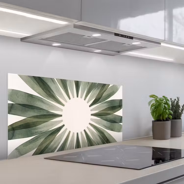 Planten - Abstract - Waterverf - Groen - Natuur keuken achterwand spatscherm middel -3d_schuin