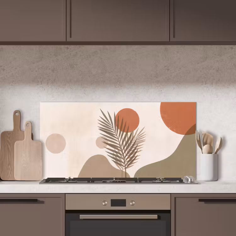 Planten - Bladeren - Abstract - Modern - Beige keuken achterwand spatscherm middel -sfeer2