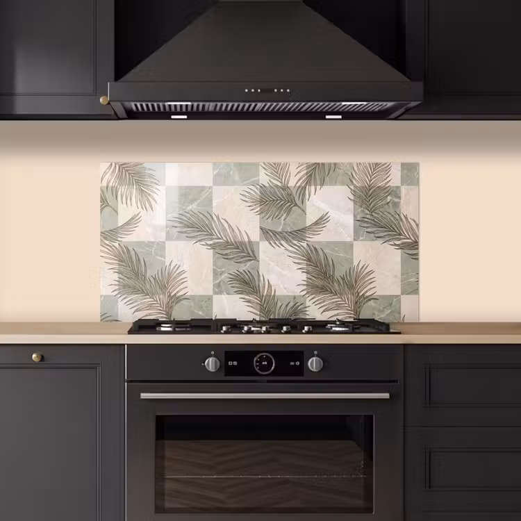 Planten - Bladeren - Marmer - Modern - Groen keuken achterwand spatscherm middel -sfeer1