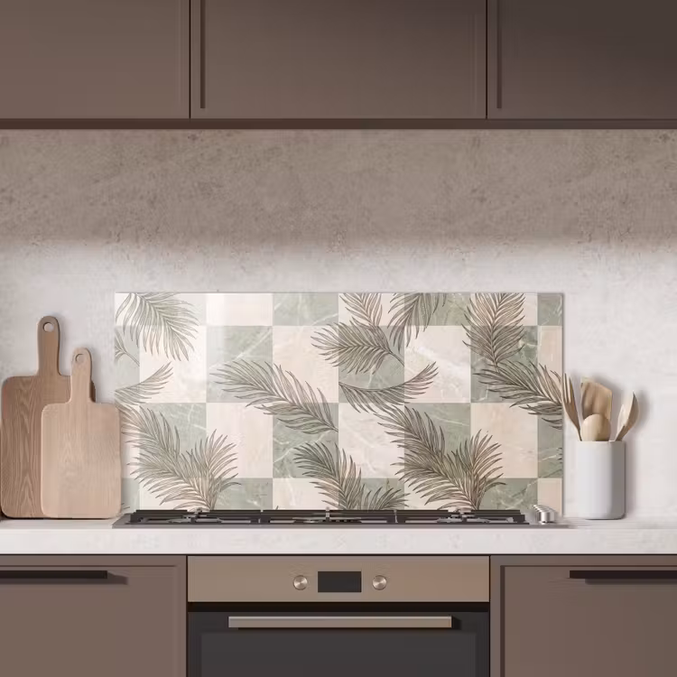 Planten - Bladeren - Marmer - Modern - Groen keuken achterwand spatscherm middel -sfeer2