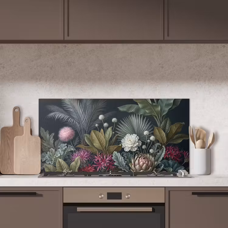 Planten - Tropisch - Botanisch - Donker - Groen keuken achterwand spatscherm middel -sfeer2