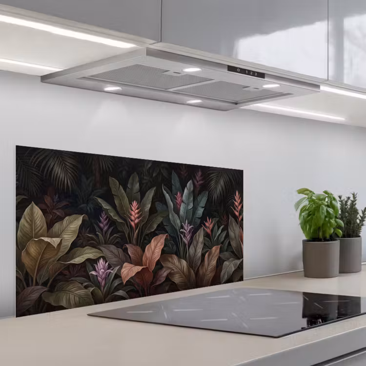 Planten - Tropisch - Jungle - Donker - Natuur keuken achterwand spatscherm middel -3d_schuin