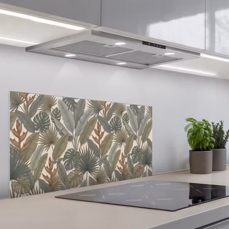 Planten - Tropisch - Natuur - Illustratie - Groen keuken achterwand spatscherm middel -3d_schuin