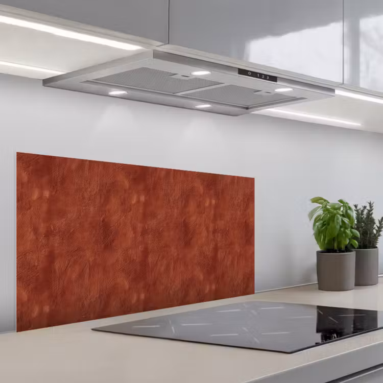 Stucwerk - Textuur - Terracotta keuken achterwand spatscherm middel 899 -3d_schuin